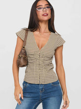 Indulgence Corset Top Beige Check